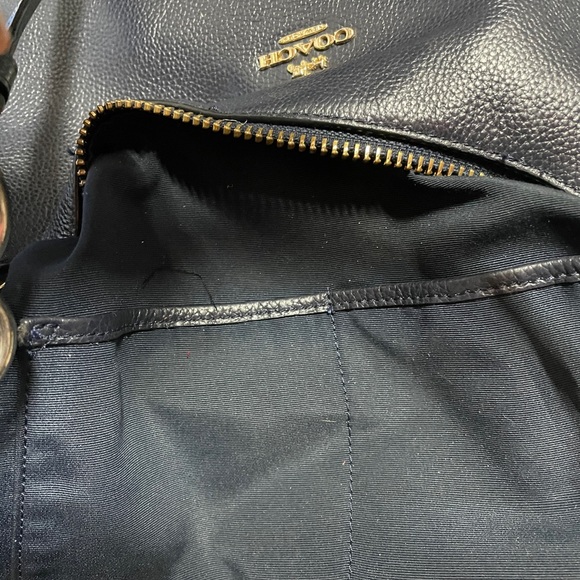 Navy blue pebbled leather blue hobo shoulder bag - Picture 9 of 11